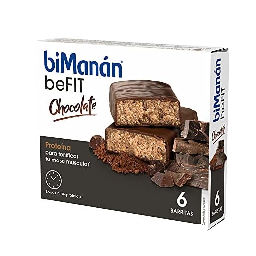 BIMANÁN Befit, Barritas De Proteína, Para Tonificar Tu Masa Muscular, Sabor Chocolate, 6 Unidades (Paquete de 1)