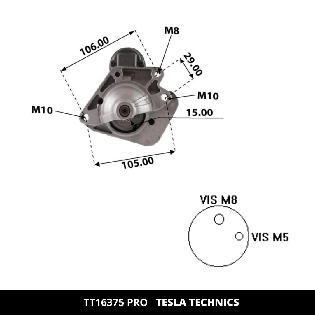 TT16375 PRO Motorino di avviamento per auto 12V, 1.40 KW. Compatibile con DACIA, MERCEDES-BENZ, NISSAN, RENAULT.Eccellente rapporto qualità-prezzo. Installazione facile e garantita.