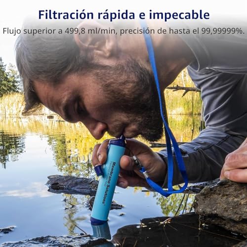 Miniatura 4 de Membrane Solutions Filtro De Agua Supervivencia, Elimina El 99,9999 De E.Coli, Precisión Del Filtro 0,1 Micrón, Sistema De Filtro Portátil Para Emergencia, Camping, Senderismo, 2 Pack