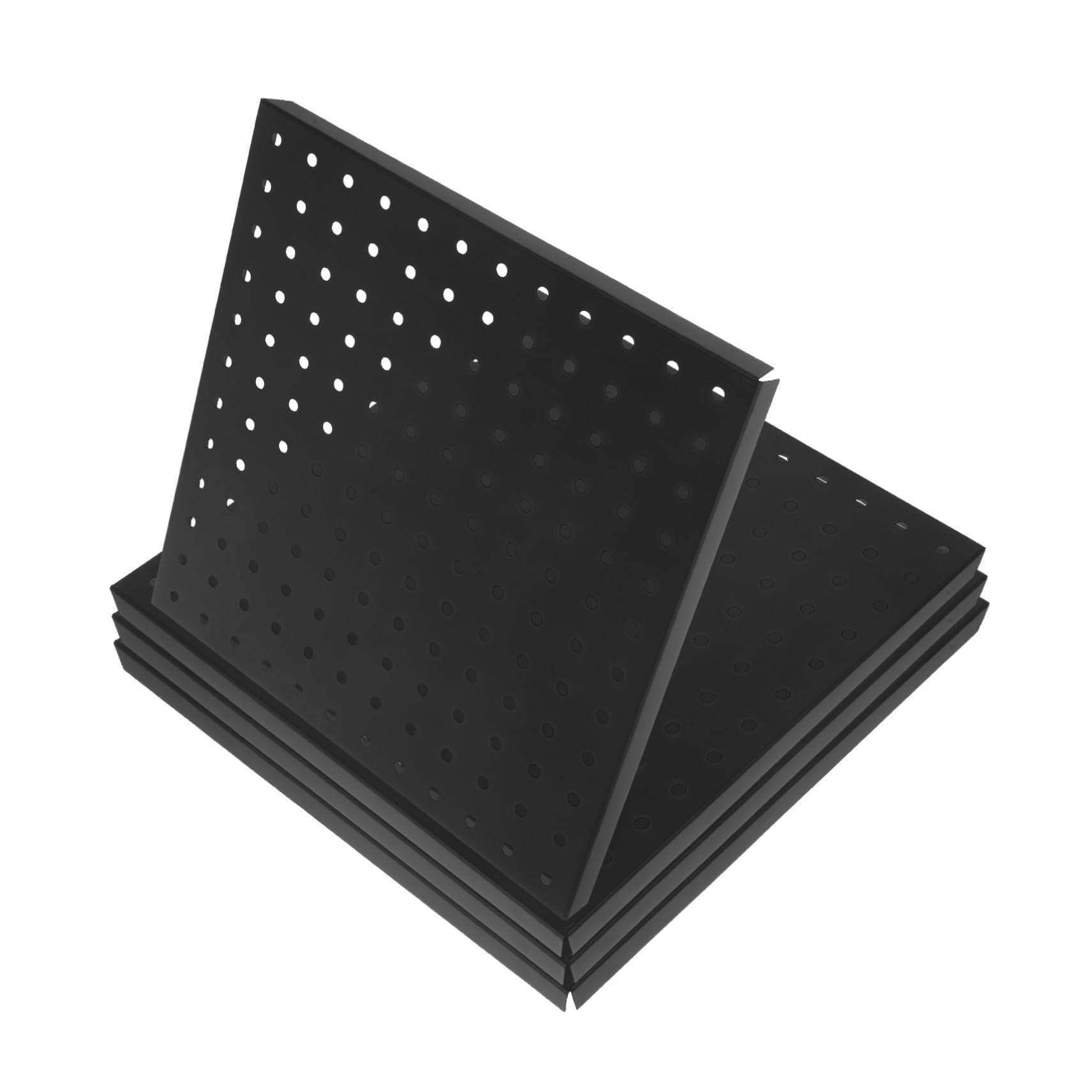 Didiseaon 4 Piezas Paneles Metálicos Perforados Organizador Pared Negro Resistente Soporte Pesado para Garaje Cocina Oficina Almacenamiento Herramientas