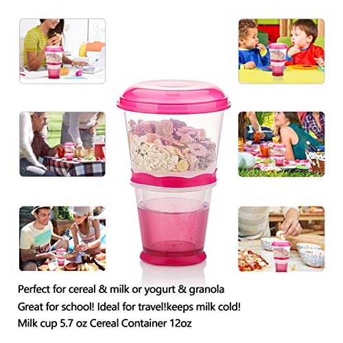 Cereal To Go, Cereal Container, Cereal On The Go Go Cereal Box Storage Container Cups Milk Yogurt Keeper Holder With Spoon (Red+Blue) #TOP6