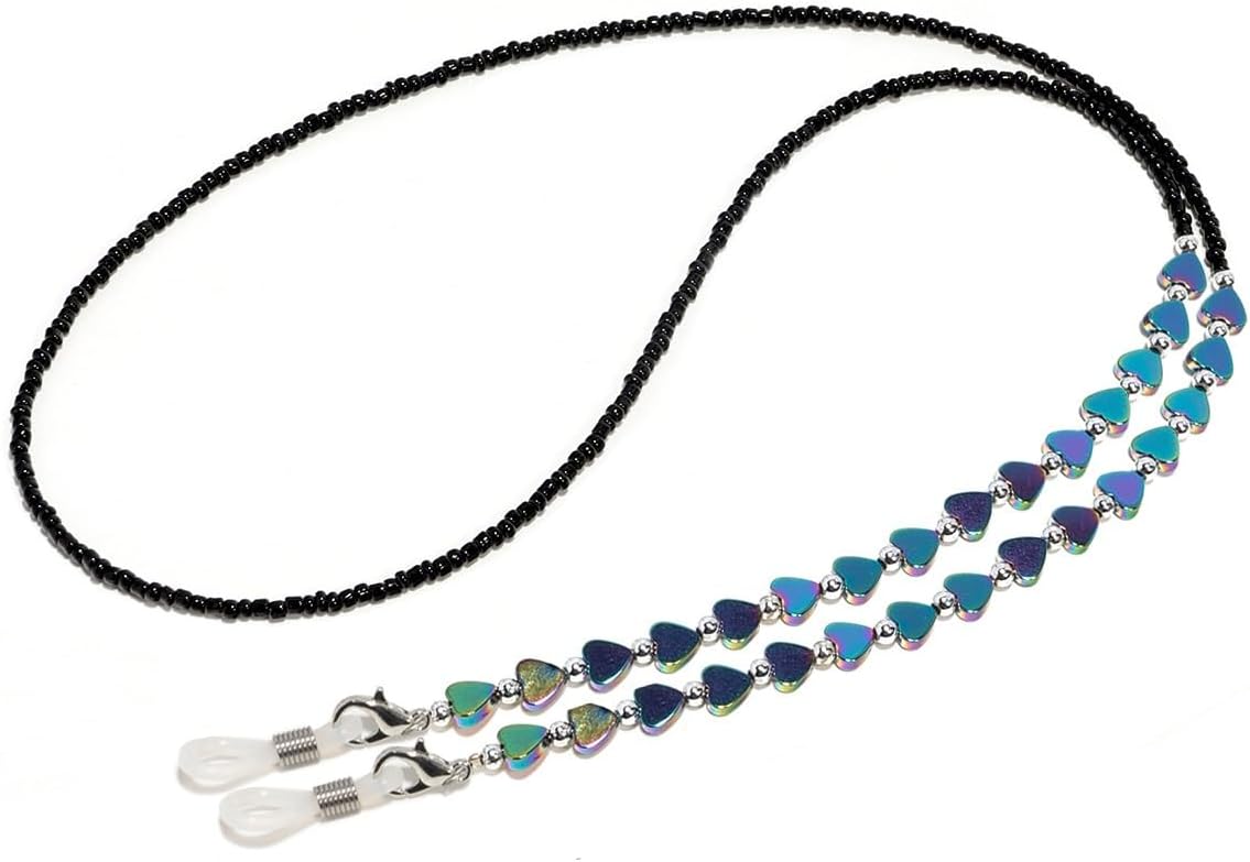 Black Gallstone Eyeglass Chains Sunglasses Hanging Neck Handmade Eyewear Lanyard