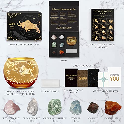 Image of Aovila Taurus Birthday Gifts for Women - Taurus Candle Holder Crystals Birthstones Gifts Box Set - Zodiac Gifts Astrology Horoscope Gifts Birthday Gifts for Her Mother Sister Best Friends