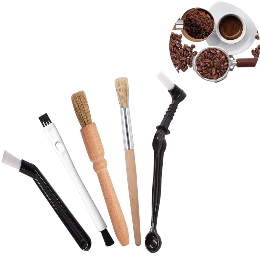 Image of THW Pack of 5 Coffee Brush, Coffee Grinder Cleaning Brush, Espresso Cleaning Brush, Coffee Tool Cleaning Brush, Used for Cleaning Coffee Machines in Kitchens and Cafes