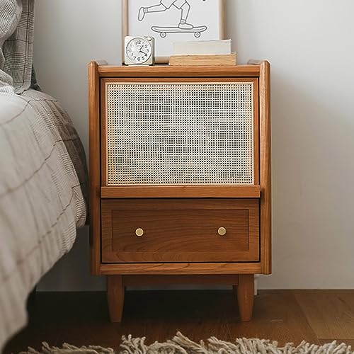 Moderna mesa auxiliar de madera con cajones grandes y estantes de almacenamiento para dormitorio y sala de estar