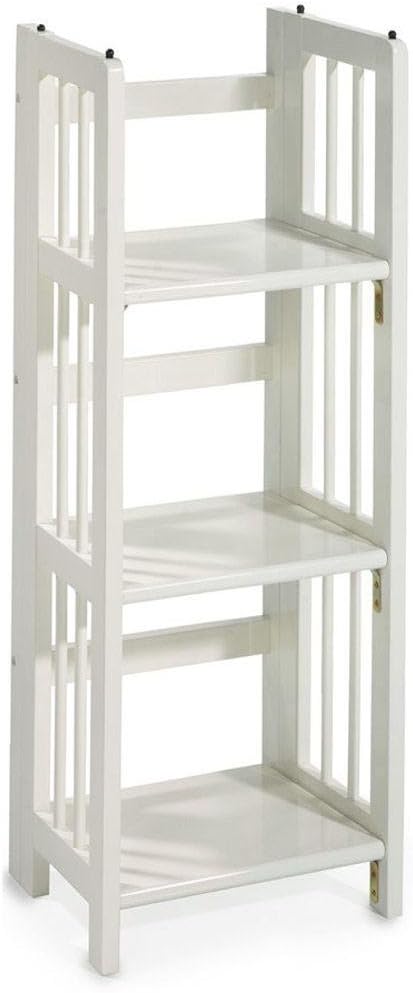 Home Decorators Collection Mission Style 38 x 14 Inch White Folding/Stacking Bookcase, 14" W, White