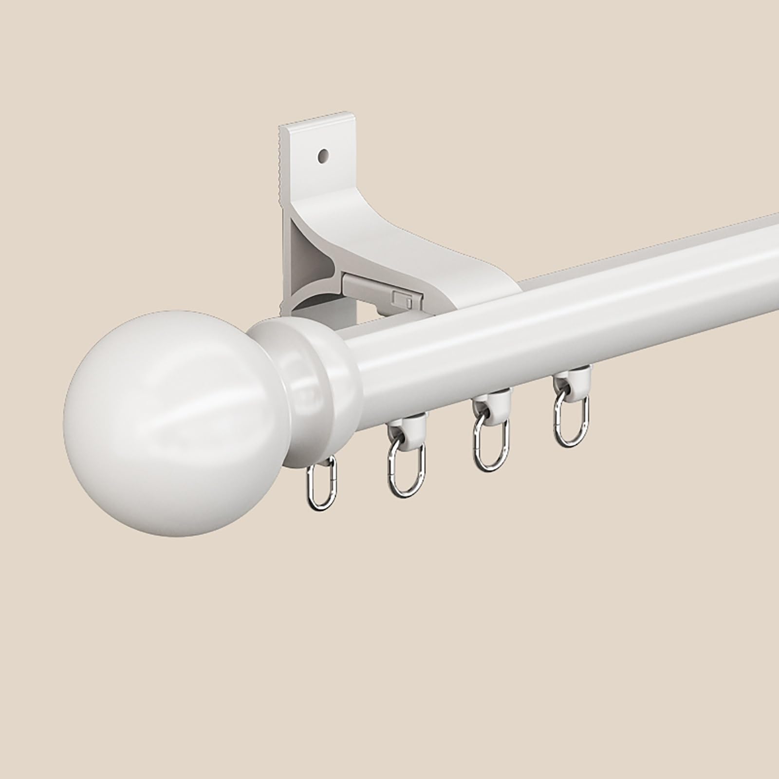 Aluminiowy karnisz, pojedynczy karnisz z okrągłymi zaślepkami, montowany na ścianie, do dzielenia pokoju, salonu, sypialni, szpitala (biały, 460 cm)
