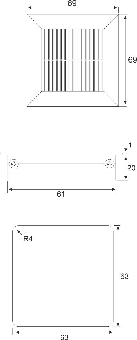 Gedotec Salida de Cable Salida de Cable de Escritorio Exit Cuadrado con Sello de Cepillo | Aluminio Negro Mate | Toma de Cable a presión | 69 x 69 x 25 mm | pasacables de Mesa de Oficina -1 Pieza
