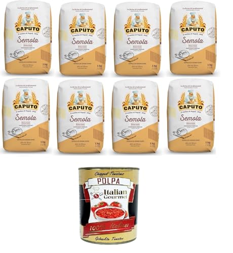 Caputo Semola Rimacinata - 8 sémolas de trigo duro molidas ideales para pizza napolitana - 1 kg+Italian Gourmet polpa 400gr