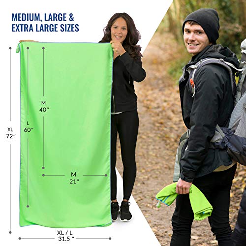 Venture 4Th Premium Towel For Travelers - Sports Towel: Quick Dry Shammy Towels For Excercise, Beach, Camping, Backpacking, Swimming - Light And Waterproof (Green-Blue Medium) #TOP3