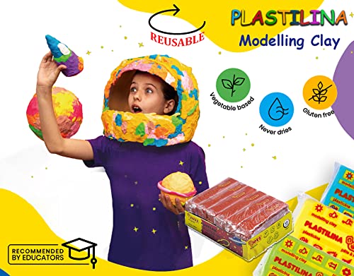 Image of Jovi Plastilina Brown Non-Drying Modelling Clay for Art & Craft Pack of 6 Bars - 50gms Each Non-Toxic Gluten Free Fine Motor Skills, Moulding, Pottery Sculpting Project Work with Dough