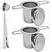 Filtros para té, PTN Colador para Té con Tapa de Acero Inoxidable 304, Asa Plegable y Colador de té de Gran Capacidad, para Tazas y Ollas de Cereales a Granel(2 Coladores de té + 1 Cuchara de té)