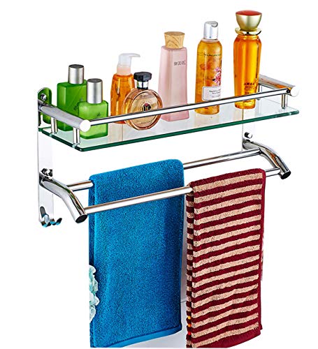 Estantes de baño sin perforación, Estante de Ducha de Acero Inoxidable Carrito de almacenaje Adhesivo Cesta Organizador de Ducha montado en la Pared(50cm Length)