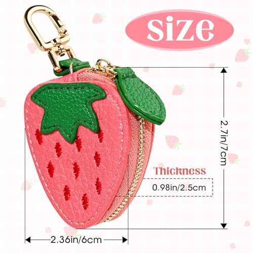 Strawberry Purse Charm - Cute Mini Leather Coin Pouch Keychain for Backpack Decoration, Fruit Keychain Gift for Women Girls2