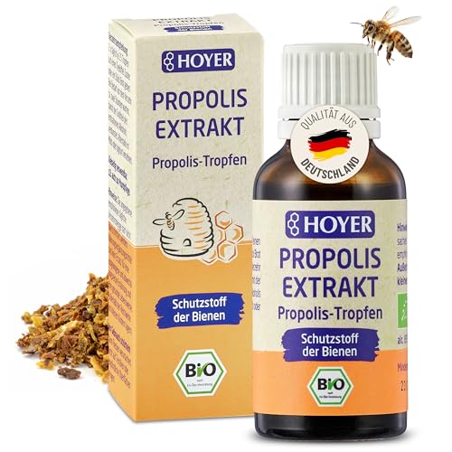 HOYER Propolis Tropfen BIO-zertifiziert 30 ml - reines Propolisextrakt Tinktur - Nahrungsergänzungsmittel & Mundpflege - für die innerliche & äußerliche Anwendung