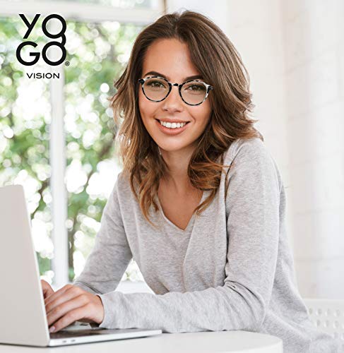 Image of Yogo Vision Blue Light Blocking Glasses Men Women Computer Anti Eyestrain Glasses Round Frame Blue Light Blocker Eyeglasses