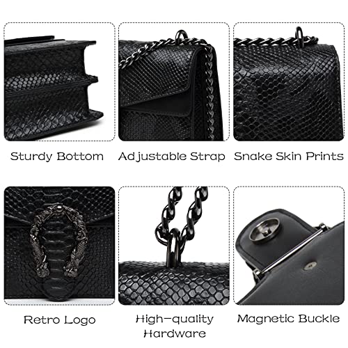 MYHOZEE Crossbody Bags for Women - Snake Printed Clutch Purses Leather Chain Shoulder Bags Evening Handbags - Image 6