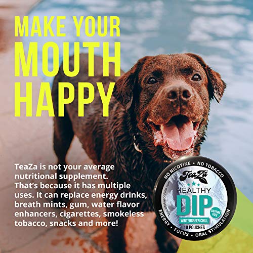TeaZa Herbal Energy Pouches - Wintergreen Chill (Caffeine Free) - 4 Cans - Nicotine-Free and Tobacco-Free Herbal Snuff - Great Tasting & Refreshing Tobacco Alternative - Thumbnail 7