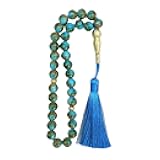 Asbih 33 10mm - Islamic Prayer Beads, Tasbeeh, Sibha, Muslim Mala, Masbaha, Misbaha, Tesbih, Tespih, Dhikr Beads, Zikr Beads, Worry Beads, Prayer Counter Arabic tassel bracelet (Blue)