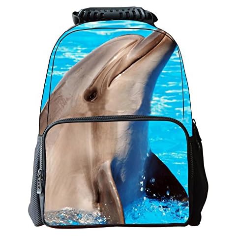 Unisex School Backpack Bags 3D Animal Print Felt Fabric Hiking Daypacks (dolphin) Cover