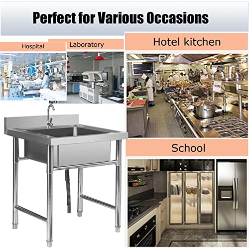 Évier de cuisine à cuve unique inox lavabo de restauration complet - 7