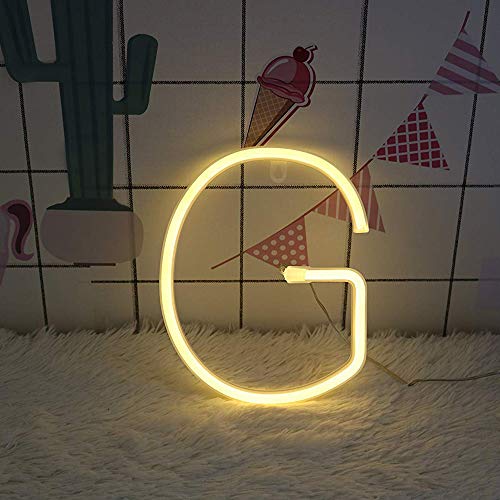 Image of LED Letter Lighting Up Words Alphabet Sign Battery /USB Powered Marquee Neon Lamp Party Accessories Wall Hanging Decor for Birthday Wedding Bar Bedroom (G)