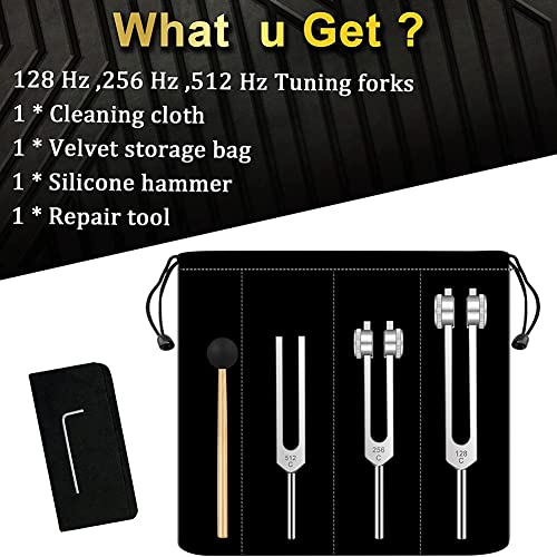 Ocnvlia Stimmgabel Set - 128 Hz, 256 Hz, 512 Hz, Stimmgabeln Perfekt für Heilung, Klangtherapie, KöRper, Geist und Seele