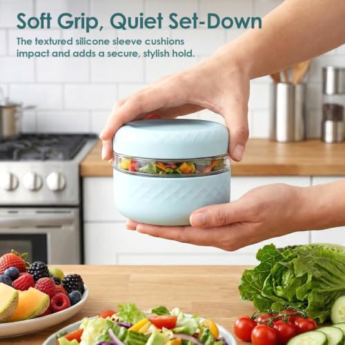 Image of 32 oz /4 Cup Glass Lunch Bowl Container with Lid, Leak & Spill Proof