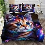 Nuphtun Funda Nórdica 260x240 Gatito de Colores, Funda Nórdica Cama 180 con 4 Cintas en Las Esquinas Microfibra Conjunto de Ropa de Cama para Primavera Verano Otoño Invierno,AW840