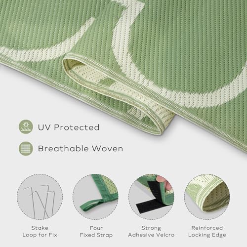 Ashler Outdoor Rug, Outdoor Plastic Straw Rug, 5x8 Reversible Teal Blue Patio Mat, Flower Modern Design for RV, Backyard, Deck, Camping, Picnic, Spring, Durable & Weather-Resistant Large Area Rug - Image 6