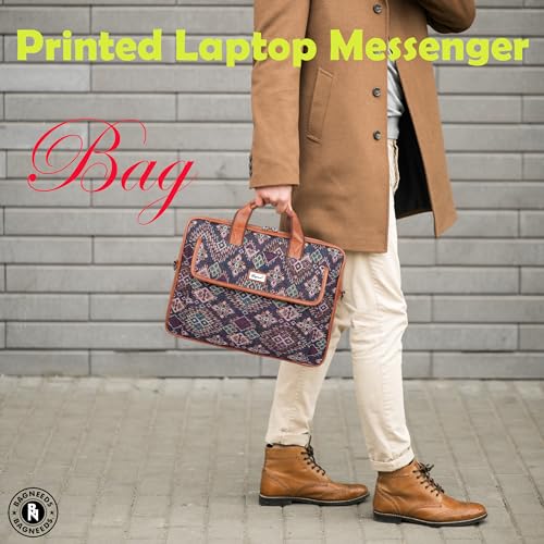 Image of Bagneeds Printed Febric With PU Leather Formal /Casual Office Laptop Messenger Bag For Men and Women