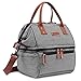 Sac isotherme Déjeuner pour les femmes, Glacière avec Bandoulière ajustable et poignée, Grand compartiment double Banquise pour les femmes du travail scolaire Camping pique-nique,Gray(striped)