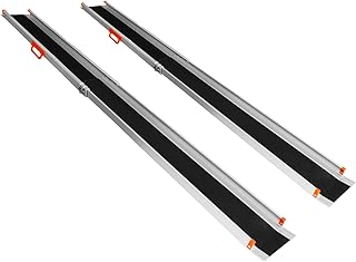 PENSUN Adjustable Aluminum Wheelchair Ramp, 4.5-8 FT Folding Non-Slip Aluminum Handicap Ramp, Non-Skid Portable Foldable Wheelchair Ramps for Home Steps, Stairs, Car, Curbs, Doorways