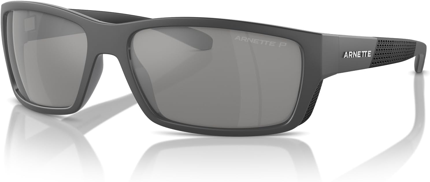 ARNETTE Man Sunglasses Black/Red Matte/Shiny Frame, Grey Mirror Orange/Yellow Lenses, 61MM