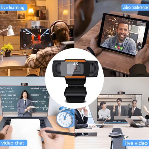2K HD Webcam with Microphone – 110° Wide Angle USB Camera for Video Calling, Recording, and Conferencing – Perfect for PC, Desktop, and Gaming