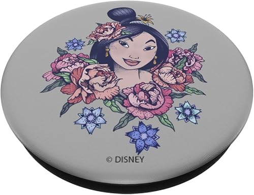 Miniatura 2 de Disney Mulan Floral Sketch Portrait PopSockets - Agarre y soporte para teléfonos y tabletas, Negro