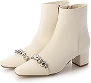 [イーボル] ファッションブーツ 5.5cmヒールビジューショートブーツ レディース