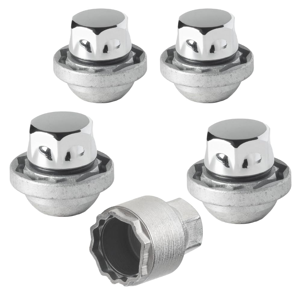 Farad GalaxyLock AC1C/M Chromed Lug nut Wheel-Locks Kit Suitable for Honda Accord (M12 X 1.5 Thread Size) - Set of 4 Lug Nuts + 1 Key