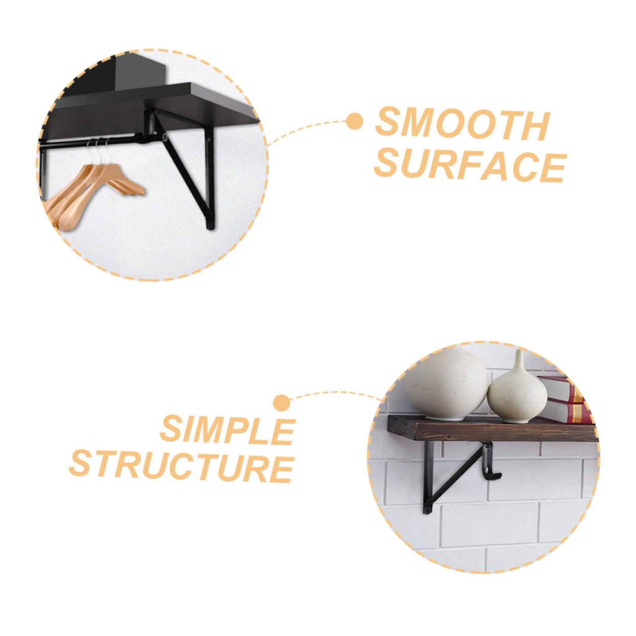 jojofuny Staffe Da Parete Per Mensole Set Di 2 Supporti Reggimensola Resistente Per Mensole Galleggianti e Scaffali Design Con Gancio Per Carico Elevato