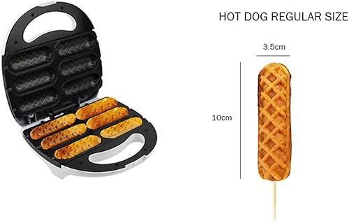 Miniatura 9 de Maíz Dog Maker, 750 W Perfect Hot Dogs on a Stick Cheese Sticks Cake hace 6 mini perros de maíz a la vez, fácil de usar, eléctrico antiadherente