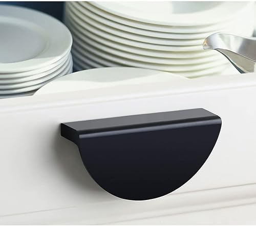 Miniatura 3 de Paquete de 2 pomos negros semicírculos para gabinetes de cocina con cajones de armario vintage, manijas de cajón, manijas de gabinete de cocina (S,