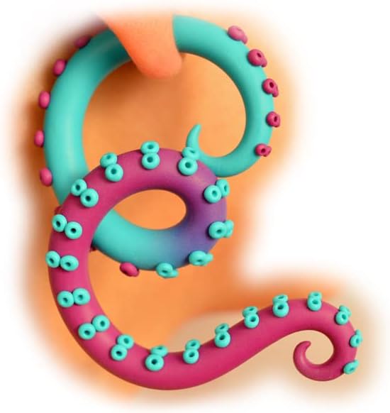 Tentacle Gauge Ear Plugs and Fake Gauge Ear Piercings Earrings, Octopus Tentacle Earrings with Suction Cups 1g 0g 00g 000g 7/16 0000g 1/2 9/16 5/8