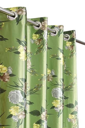 Image of Homefab India Eyelet Polyester Floral Long Door Curtain - 9 ft, Green - 1 Piece
