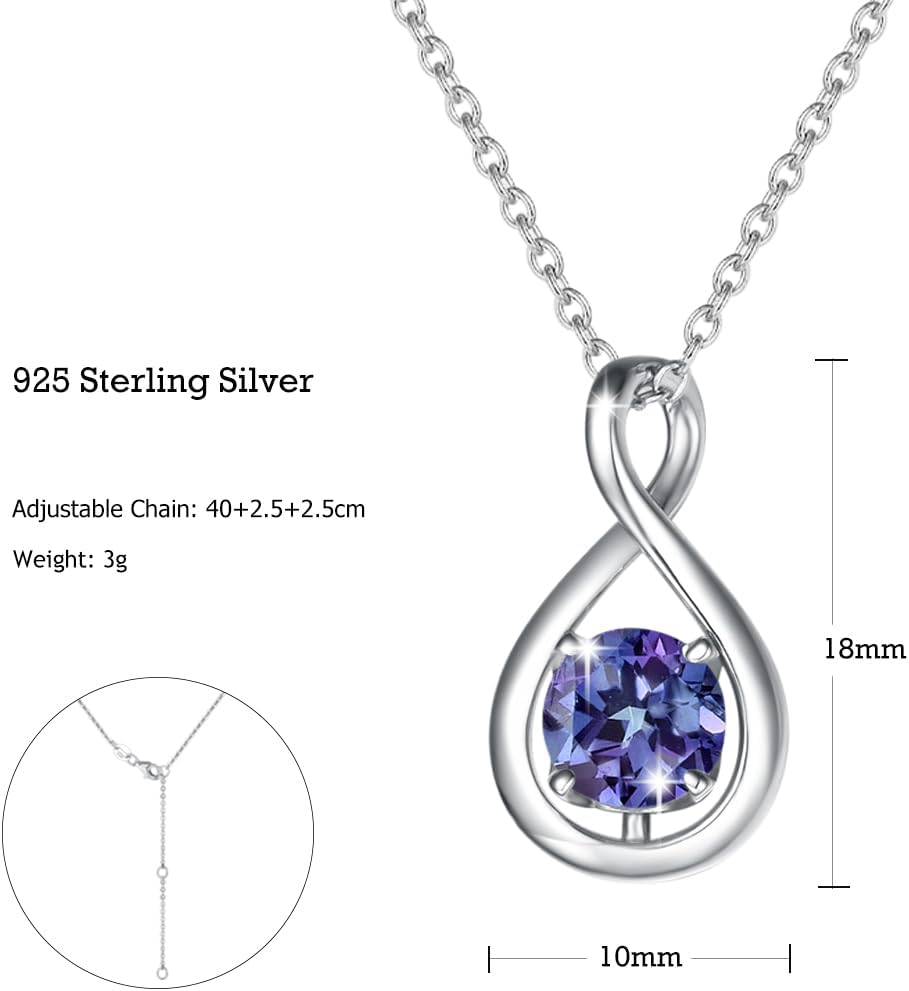 FANCIME Valentines Day Gift Birthstone Necklaces for Women Fine Jewelry Sterling Silver Dainty Infinity Pendant Anniversary Birthday Gifts for Her Wife Mom Lady Daughter, Chain 16"+2" Extend - Image 5