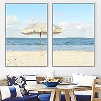 2 Piece Framed Canvas Wall Art Coastal Beach Canvas Prints Home Artwork Decoration for Living Room,Bedroom - 16