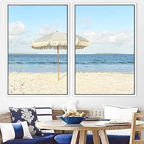 signwin 2 Piece Framed Canvas Wall Art Coastal...