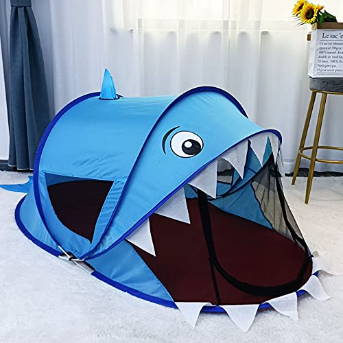 BAODIAN Kids Play Tents â Collapsible Tent for Boys Girls Gift - Large Foldable Playhouse Indoor/Outdoor Fun - Pop up Tent Toys for Age 1 and up Child Birthdays Presents (Shark)