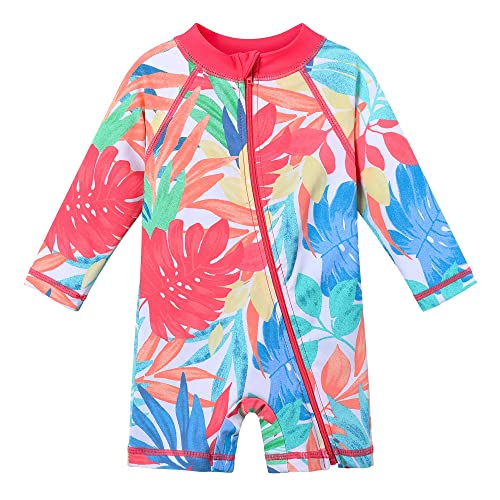 Image of HUAANIUE Toddler Girl Swimsuit Long Sleeve UPF50+ Sun Protection