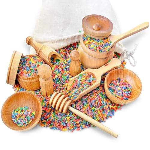 Sensory-N-Stuff - Wooden Tool Set for Sensory Bin (10 Piece), Child-Sized Montessori Sensory Toys for Developing Fine Motor Skills, Smooth Wooden Toys, Bin Scoops and Tools