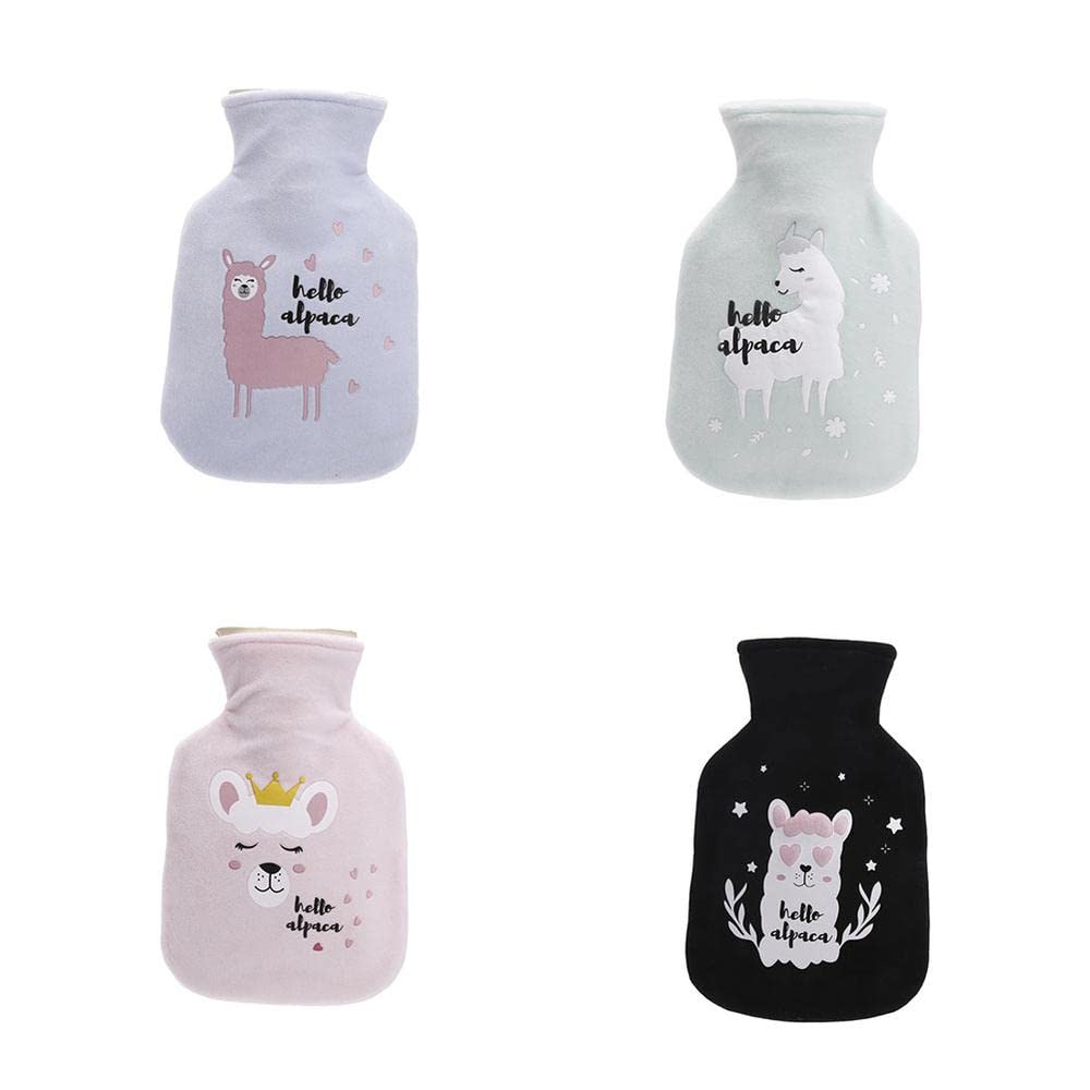 Borsa per acqua calda con coperchio alpaca modello 500 ml in gomma per alleviare il dolore mani piedi più caldo regalo per donne ragazze - Mix - 4 pezzi